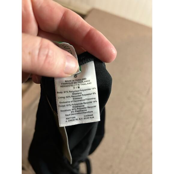 J.Crew Black One Piece Swimsuit Pearl Strap Open Midsection Cutout Size 6 NWT - Picture 6 of 6